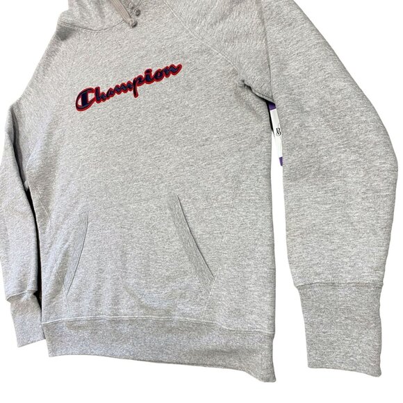 Champions S Grey Pullover Hoodie Kangaroo Pocket Athletic Sweatshirt Spellout - Picture 5 of 13